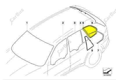 Скло кузовне заднє праве BMW X5 E70 (2010-2013) рестайл