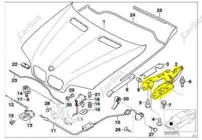 Петля капота ліва BMW X5 E53 (2003-2006) рестайл