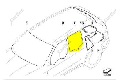 Скло бокових дверей задніх лівих BMW X5 E70 (2010-2013) рестайл