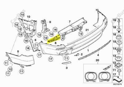 Кронштейн (кріплення) заднього бампера лівий BMW X5 E70 (2010-2013) рестайл
