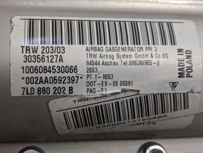Подушка безопасности пассажирская (в торпедо) Volkswagen Touareg (2003-2006) дорестайл