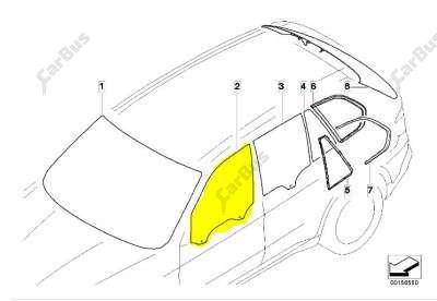 Скло бокових дверей передніх правих BMW X5 E70 (2010-2013) рестайл