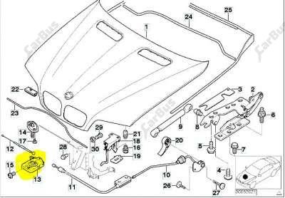Замок капота BMW X5 E53 (2003-2006) рестайл